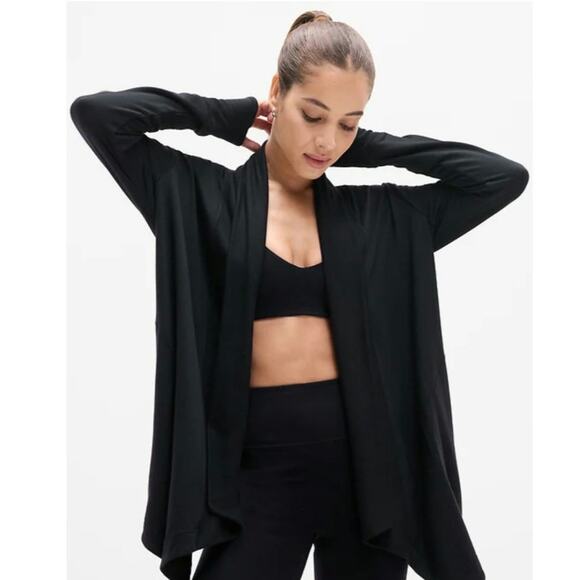 Athleta pranayama wrap longline cardigan soft stretchy pockets thumbholes XS - Picture 1 of 8